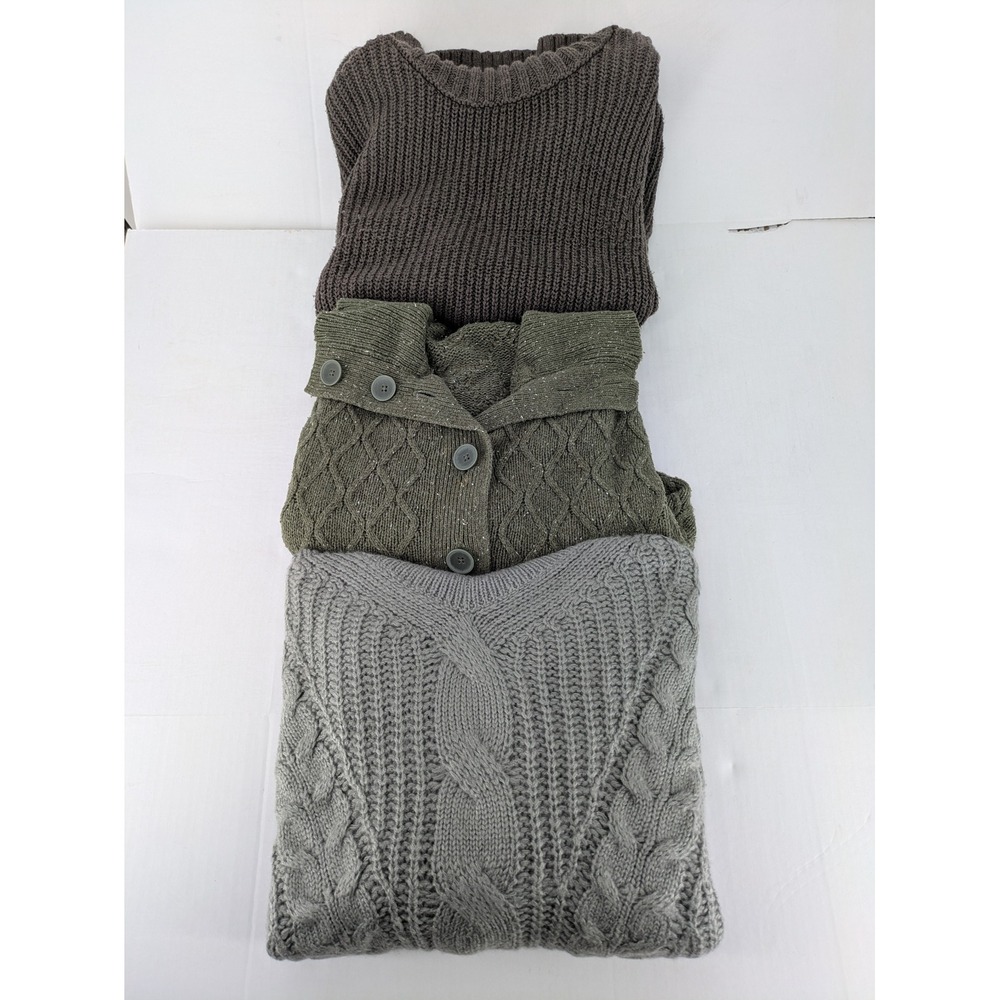 Old Navy CJ Banks NYL Sweater Lot Womens XL 1X Brown Olive Green Gray Fall Boho